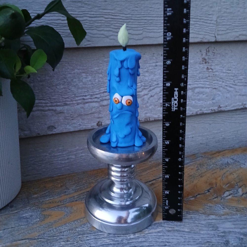 Blue Decorative Candle with Silver Holder - Picture 5 of 7